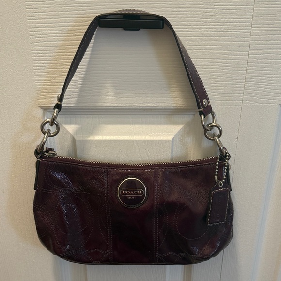Coach Dark Purple Leather Shoulder Bag - Picture 1 of 6